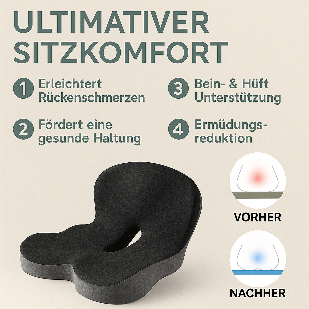 Orthopädisches Sitzkissen mit Rückenlehne